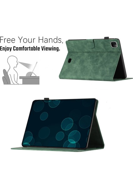 iPad Pro 11 (2024) Deri Folyo Otomatik Uyku uyandırma Ordu i Tablet Kılıfı (Yurt Dışından)