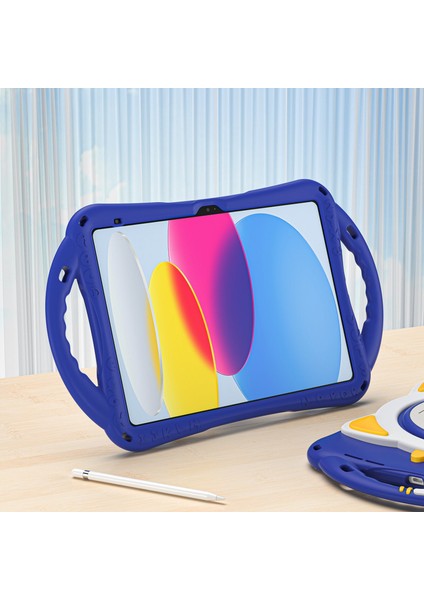 iPad 10.9 (2022) IPAD 10. Nesil Döner El Kayışı Ağır Hizmet Sert Pc Yumuşak Silikon Standı Koruyucu Tablet Kılıfı (Yurt Dışından)