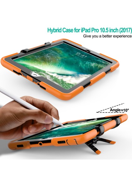 iPad Air 10.5 Inç (2019) Sağlam Koruyucu Pc Silikon Standı Turuncu Tablet Kılıfı (Yurt Dışından)