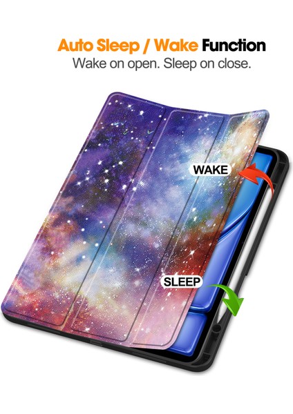 iPad Air 13 (2024) Desen Baskı Üç Katlı Stand Deri ile Kalem Yuvası Galaxy Tablet Kılıfı (Yurt Dışından) modelleri