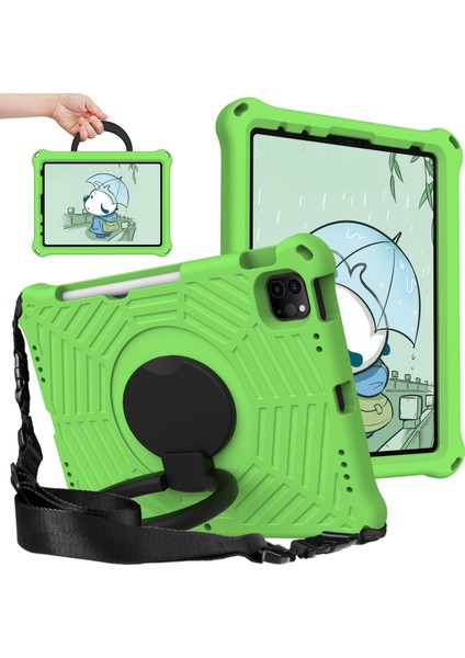 iPad Pro 11 Inç Örümcek Ağı Dokusu Tekme Standı Omuz Askılı El Kavrama Tablet Kılıfı (Yurt Dışından)