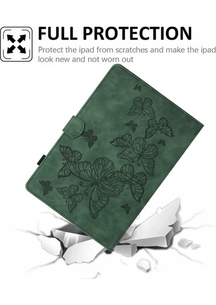 iPad Mini (2021) Kart Yuvası Deri Baskılı Standı Ordu i Tablet Kılıfı (Yurt Dışından)