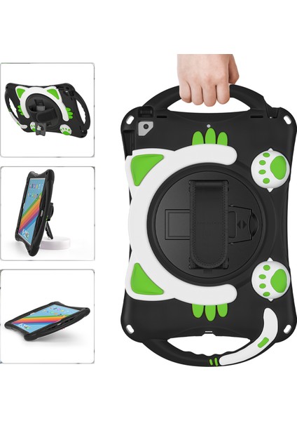 360 Derece Döner Tekme Standı iPad 10.2 (2019 2020 2021) Tutma Saplı Hibrit Tablet Kılıfı (Yurt Dışından)