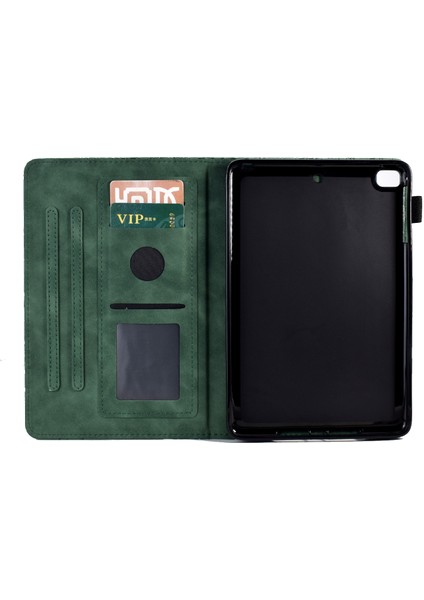 iPad Mini (2019) 7.9 Inç mini 4 3 2 1 Pu Deri Standlı Kart Tutucu Baskılı Ağaç Tablet Kılıfı (Yurt Dışından)
