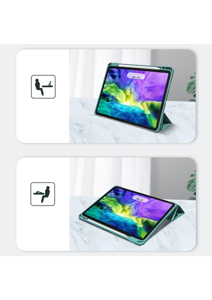 iPad Pro 12.9 Hibrit Standlı Koruyucu Kalem Yuvası Tablet Kılıfı (Yurt Dışından)