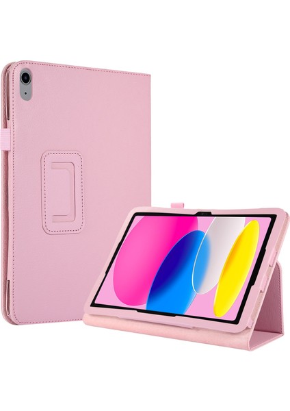 Litchi Doku Pu Deri iPad 10.9 (2022) Katlanabilir Stand Otomatik Uyandırma uyku Koruyucu Tablet Kılıfı (Yurt Dışından)