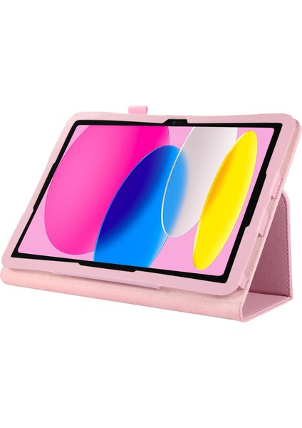 Litchi Doku Pu Deri iPad 10.9 (2022) Katlanabilir Stand Otomatik Uyandırma uyku Koruyucu Tablet Kılıfı (Yurt Dışından)