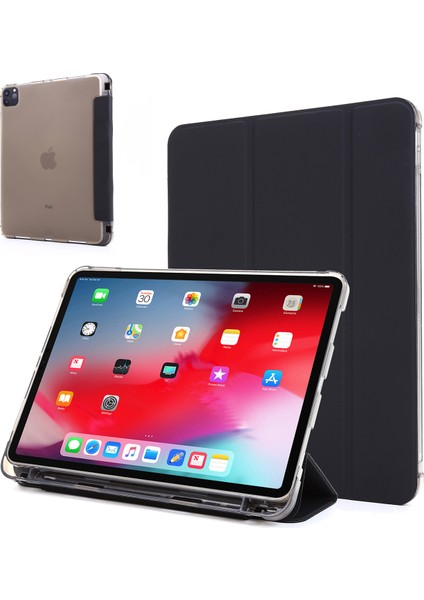 iPad Air 11 (2024) AIR (2022 2020) Kabuğu Kalem Yuvalı Üç Katlı Standlı Deri Tablet Kılıfı (Yurt Dışından)