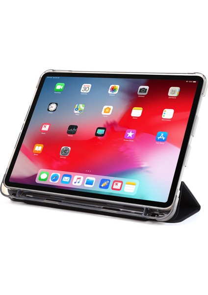 iPad Air 11 (2024) AIR (2022 2020) Kabuğu Kalem Yuvalı Üç Katlı Standlı Deri Tablet Kılıfı (Yurt Dışından)