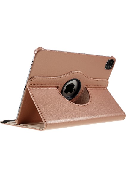 iPad Pro 12.9 (2022 2021 2020 2018) 360 Döner Standlı Litchi Deri Tablet Kılıfı (Yurt Dışından)