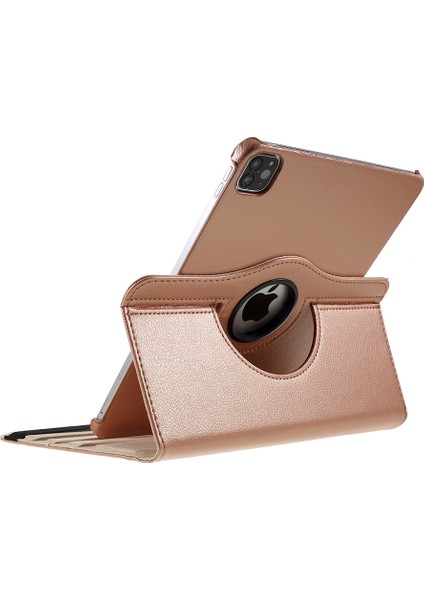 iPad Pro 12.9 (2022 2021 2020 2018) 360 Döner Standlı Litchi Deri Tablet Kılıfı (Yurt Dışından)