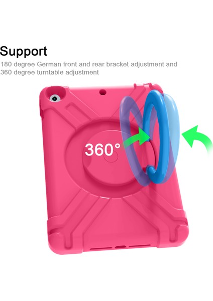 360°DÖNEBILEN Pc Silikon Saplı Koruma iPad 10.2 Standı (2019 2020 2021) Tablet Kılıfı (Yurt Dışından)