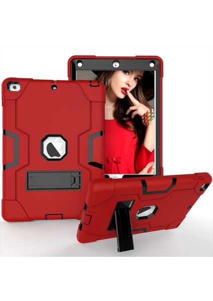 iPad 9.7 (2018 2017) Çift Pc Silikon Standı Düşmeyi Önleyen Hibrit Tablet Kılıfı (Yurt Dışından)