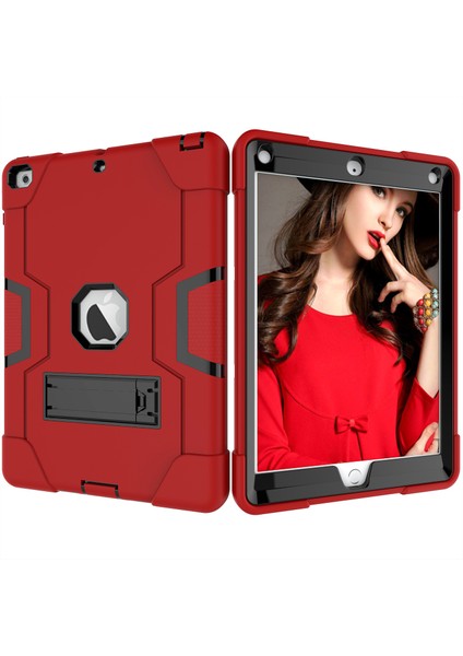 iPad 9.7 (2018 2017) Çift Pc Silikon Standı Düşmeyi Önleyen Hibrit Tablet Kılıfı (Yurt Dışından) modelleri