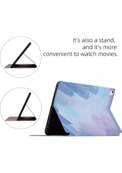 iPad Air (2013) AIR 2 Suluboya Desenli Çizilmez Otomatik Uyandırma uyku Standı Tablet Kılıfı (Yurt Dışından) fırsatları