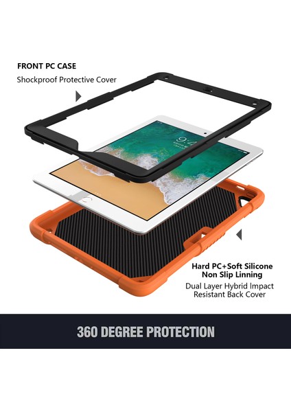 Şekli Tekme Standı Pc iPad 9 7 Inç (2017 2018) Omuz Askılı Silikon Turuncu Tablet Kılıfı (Yurt Dışından) fiyatları