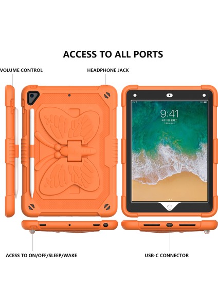 Şekli Tekme Standı Pc iPad 9 7 Inç (2017 2018) Omuz Askılı Silikon Turuncu Tablet Kılıfı (Yurt Dışından) fırsatları