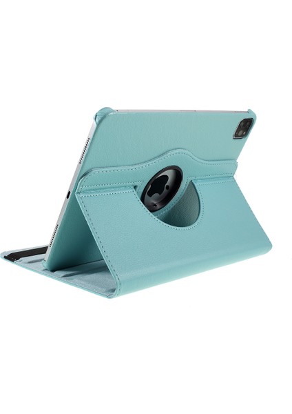 iPad Pro 12.9 (2022 2021 2020 2018) 360 Döner Standlı Litchi Derisi Deri Tablet Kılıfı (Yurt Dışından)