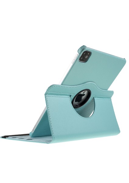 iPad Pro 12.9 (2022 2021 2020 2018) 360 Döner Standlı Litchi Derisi Deri Tablet Kılıfı (Yurt Dışından)