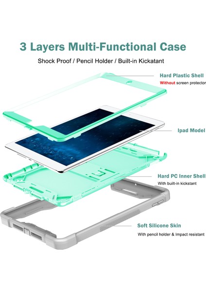 Forestl Digital iPad 9 7 Inç (2017 2018) 3'ü 1 Arada Ağır Hizmet Silikonu Pc Standı Nane i Tablet Kılıfı (Yurt Dışından)