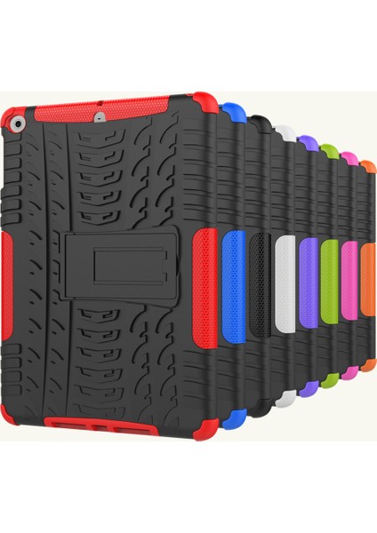 iPad 9.7 (2018 2017) Lastik Desenli Stand Hibrit Pc Tpu Koruyucu Tablet Kılıfı (Yurt Dışından)