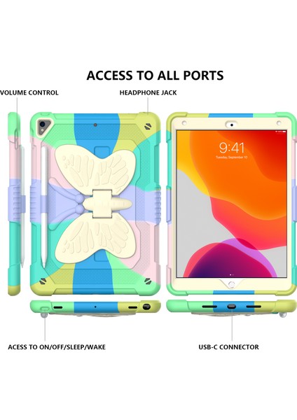 Çift Pc Silikon Şekli Standı iPad 10.2 Omuz Askılı (2019 2020 2021) RENKLI YEŞIL Tablet Kılıfı (Yurt Dışından) fırsatları