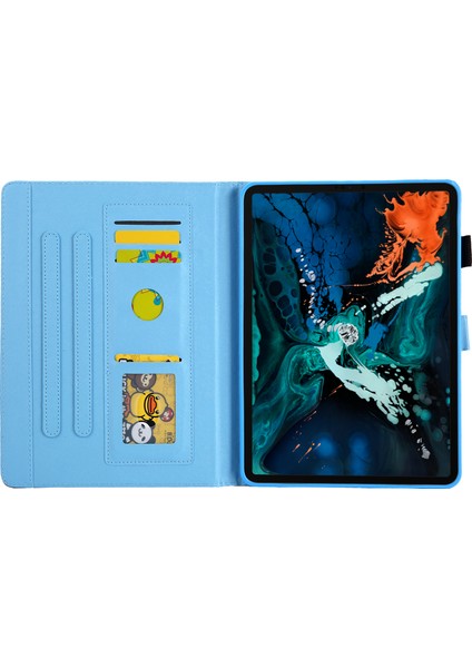 iPad Pro 11 (2024) Kart Yuvalı Desenli Baskı Deri Tablet Kılıfı (Yurt Dışından)