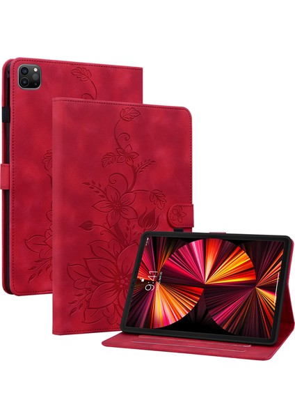 iPad Pro 12.9 (2020 2021 2022) Çiçek Baskı Pu Deri Çevirin Tablet Kılıfı (Yurt Dışından)