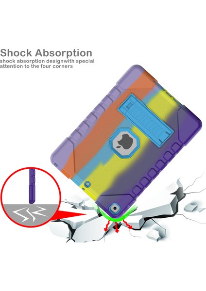 Forestl Digital iPad 10.2 (2019 2020 2021) kuşağı Tamlı Düşmeye Pc stand Rainbow 004 ile Silikon Hibrit Tablet Kılıfı (Yurt Dışından)