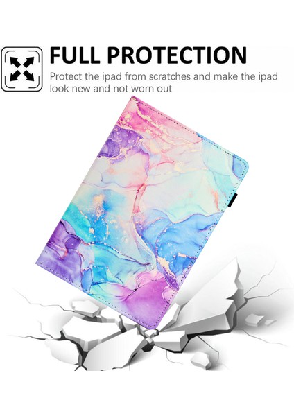 iPad Pro 11 (2024) Akıllı Mermer Deri Kart Yuvası Çoklu Görüntüleme Melekler Tablet Kılıfı (Yurt Dışından)