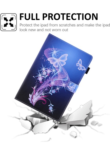 iPad 10.9 (2022) IPAD 10. Nesil Desen Baskı Standı Çapraz Doku Pu Deri Kart Tutucu Kalem Döngü Tutucu Tablet Kılıfı (Yurt Dışından)