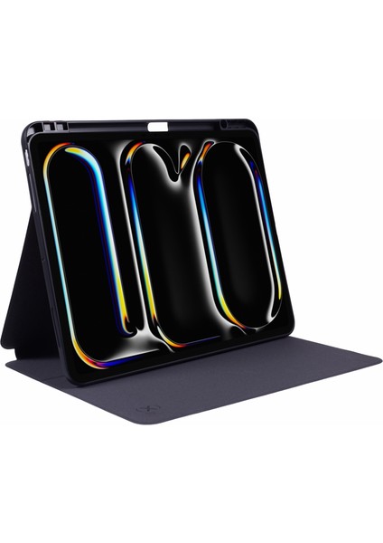 iPad Pro 13 (2024) Litchi Doku Deri Kalem Tutuculu Akıllı Tablet Kılıfı (Yurt Dışından)