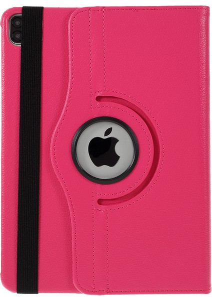 iPad Pro 12.9 (2022 2021 2020 2018) 360 Döner Standlı Litchi Deri Rose Tablet Kılıfı (Yurt Dışından)