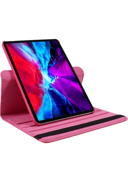 iPad Pro 12.9 (2022 2021 2020 2018) 360 Döner Standlı Litchi Deri Rose Tablet Kılıfı (Yurt Dışından)
