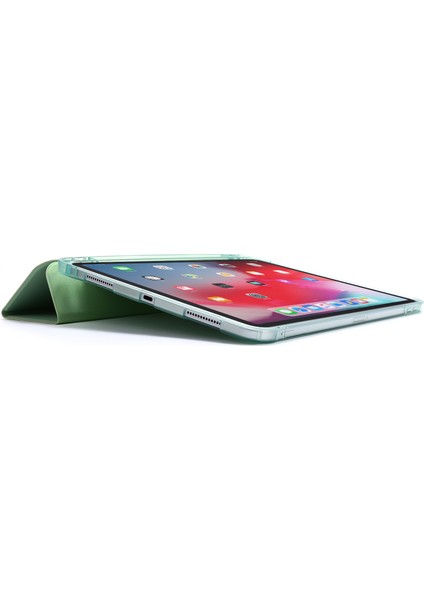 iPad Air 11 (2024) AIR (2022 2020) Kalem Yuvalı Üç Katlı Standlı Deri Tablet Kılıfı (Yurt Dışından)