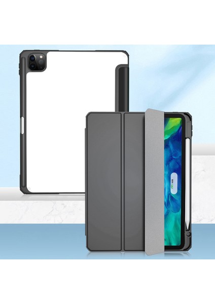 iPad Pro 12.9 (2022 2021 2020 2018) Hibrit Standlı Koruyucu Kalem Yuvası Tablet Kılıfı (Yurt Dışından)