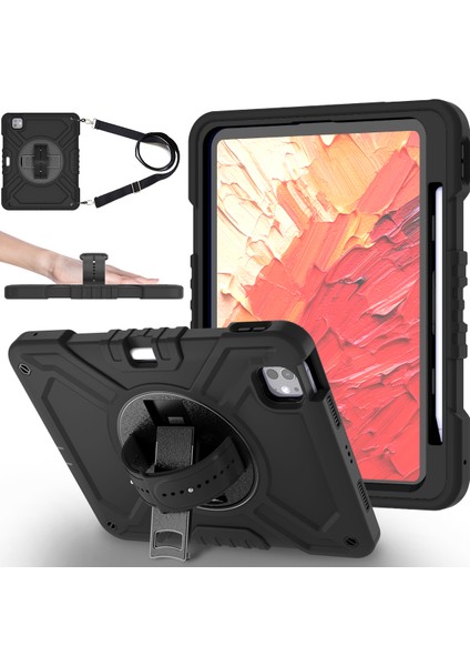 iPad Pro 11 (2024) X Shaped Serisi Stand El Askısı Omuz Askılı Tablet Kılıfı (Yurt Dışından)