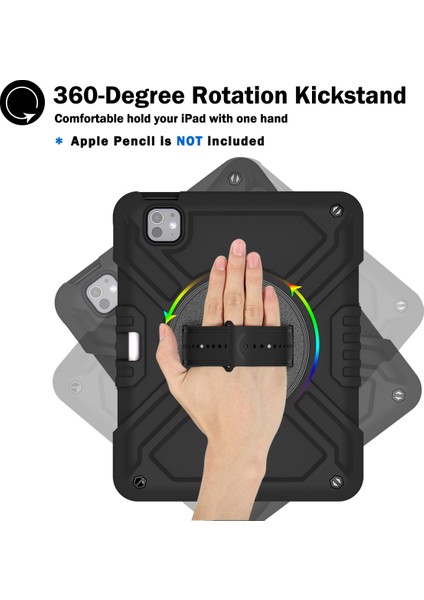 iPad Pro 11 (2024) X Shaped Serisi Stand El Askısı Omuz Askılı Tablet Kılıfı (Yurt Dışından)
