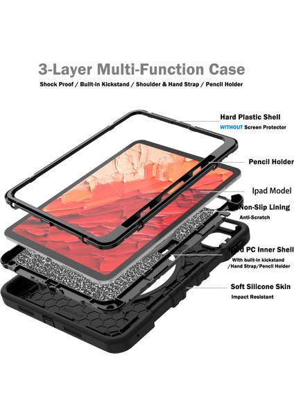 iPad Pro 11 (2024) X Shaped Serisi Stand El Askısı Omuz Askılı Tablet Kılıfı (Yurt Dışından)
