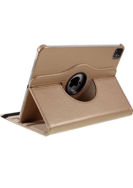 iPad Pro 12.9 (2022 2021 2020 2018) 360 Döner Standlı Litchi Deri Tablet Kılıfı (Yurt Dışından)