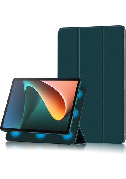 Ince Manyetik Üç Katlı Stand Xiaomi Pad 5 Pad 5 Pro Tablet Kılıfı (Yurt Dışından)