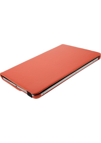 iPad Pro 12.9 (2022 2021 2020 2018) 360 Döner Standlı Litchi Deri Turuncu Tablet Kılıfı (Yurt Dışından)