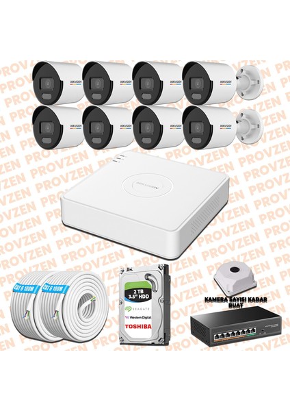 Hıkvısıon 8 Ip Kameralı 4mp Colorvu Dahili Mikrofon Set