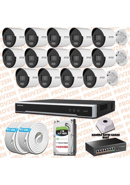 Hıkvısıon 14 Kamera Ip Set 7/24 Renkli Colorvu Mikrofonlu