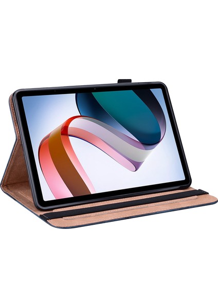 Xiaomi Redmi Pad Için Pu Deri Elastik Bant Koruyucu Kart Yuvalı Açılı Stand Hattı Baskılı Kalem Tutucu Tablet Kılıfı (Yurt Dışından)