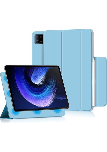 Xiaomi Pad 6 Manyetik Pu Deri Üç Katlı Koruyucu Stand Tablet Kılıfı (Yurt Dışından)