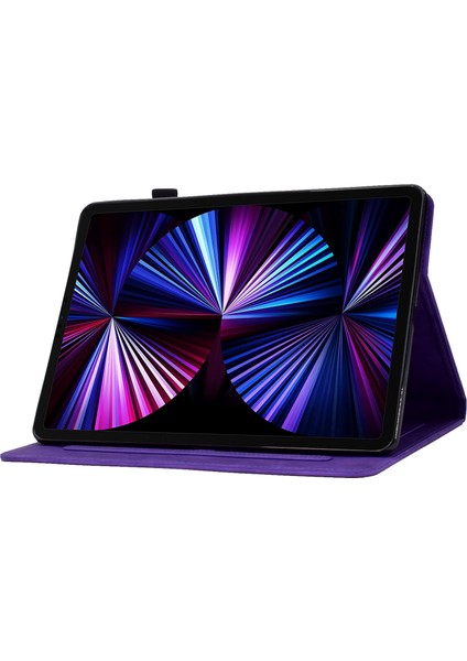 iPad Air 11 (2024) Deri Desen Baskılı Stand Tablet Kılıfı (Yurt Dışından)