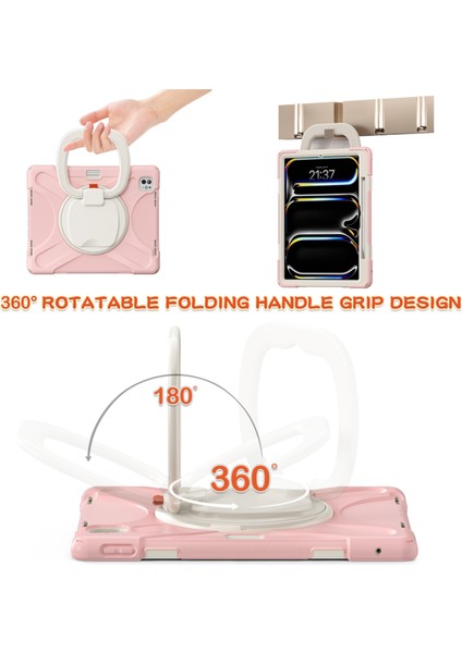 iPad Pro 13 (2024) Tpu Pc Silikon Döner Standı Kolu Kavrama Tablet Kılıfı (Yurt Dışından) fırsatları