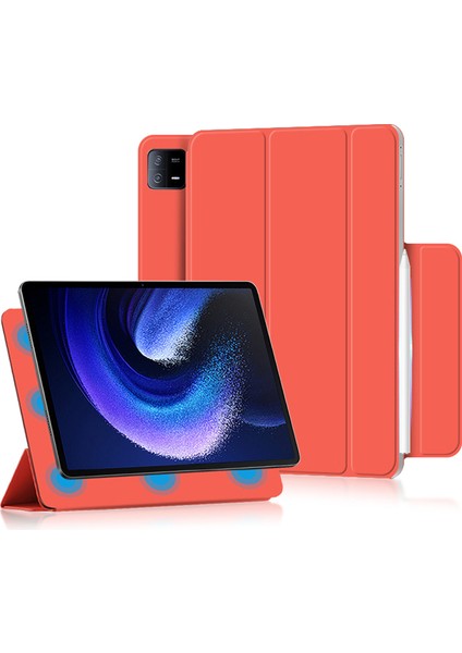Xiaomi Pad 6 Manyetik Pu Deri Üç Katlı Koruyucu Stand Tablet Kılıfı (Yurt Dışından)