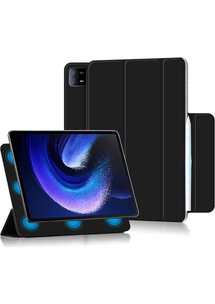 Xiaomi Pad 6 Manyetik Pu Deri Üç Katlı Koruyucu Stand Tablet Kılıfı (Yurt Dışından)
